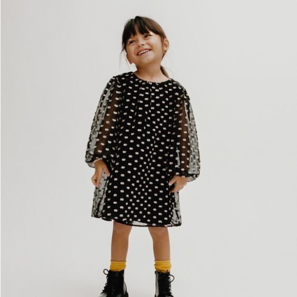 ZARA / CONTRAST DOTTED MESH DRESS / Size 12-18 Months